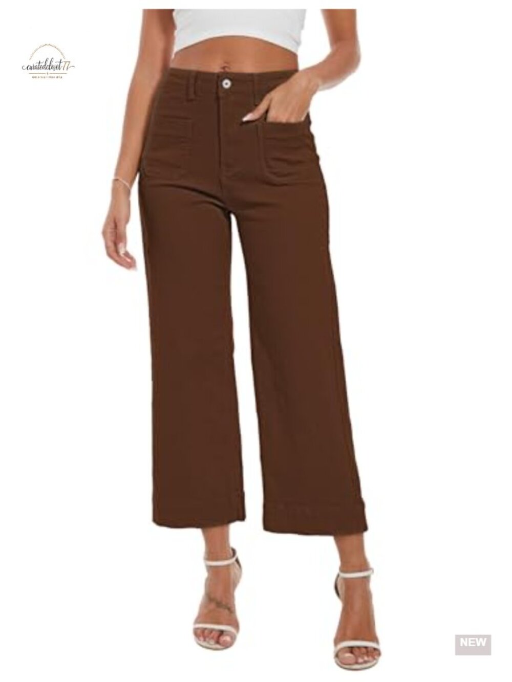 Wide Leg Cropped Jeans High Waisted Stretchy Denim Capri Pants